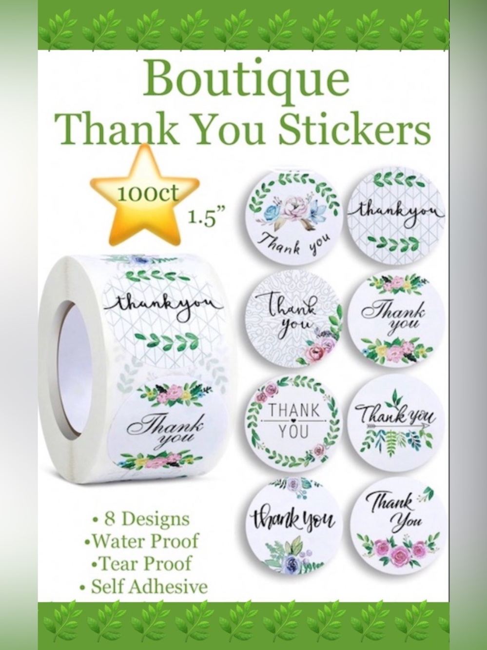 100 ~1.5” Thank You Boutique Stickers 🌟🆕🌟 2 For $15 (Bundle & Save)